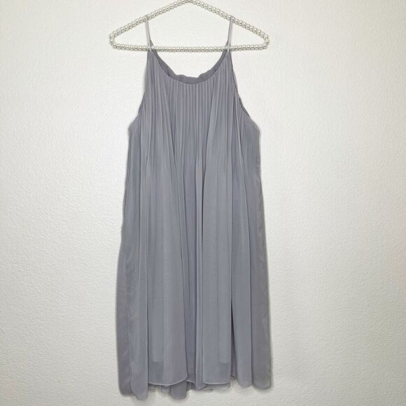 Milly Dress Size Medium Pleated Swing Light Gray Shift Sleeveless Lined Zipper - Picture 1 of 8